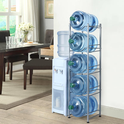 5 Gallon Water Jug Holder, 5 Tier Water Cooler Jug Rack, Black