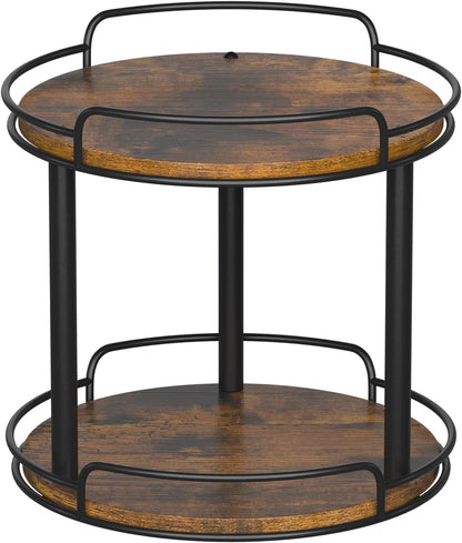 LAMU 10'' Wood Lazy Susan Turntable Organizer for Cabinet, 2 Tier Lazy Susan Spice Rack Organizer for Kitchen, Table Top, Countertop, Pantry, Medicine Organizer