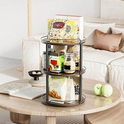 LAMU 10'' Wood Lazy Susan Turntable Organizer for Cabinet, 2 Tier Lazy Susan Spice Rack Organizer for Kitchen, Table Top, Countertop, Pantry, Medicine Organizer