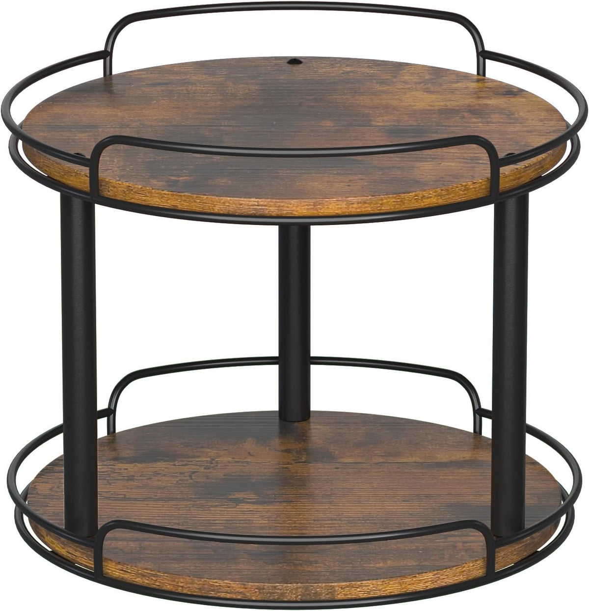 LAMU 10'' Wood Lazy Susan Turntable Organizer for Cabinet, 2 Tier Lazy Susan Spice Rack Organizer for Kitchen, Table Top, Countertop, Pantry, Medicine Organizer