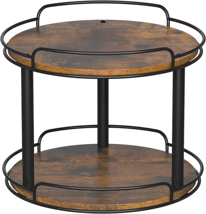 LAMU 10'' Wood Lazy Susan Turntable Organizer for Cabinet, 2 Tier Lazy Susan Spice Rack Organizer for Kitchen, Table Top, Countertop, Pantry, Medicine Organizer
