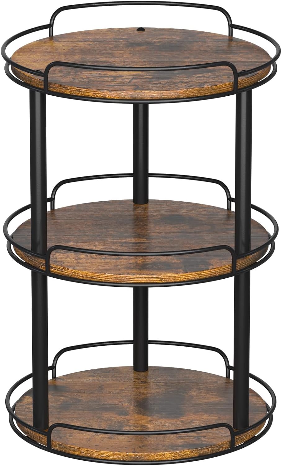 LAMU 10'' Wood Lazy Susan Turntable Organizer for Cabinet, 2 Tier Lazy Susan Spice Rack Organizer for Kitchen, Table Top, Countertop, Pantry, Medicine Organizer