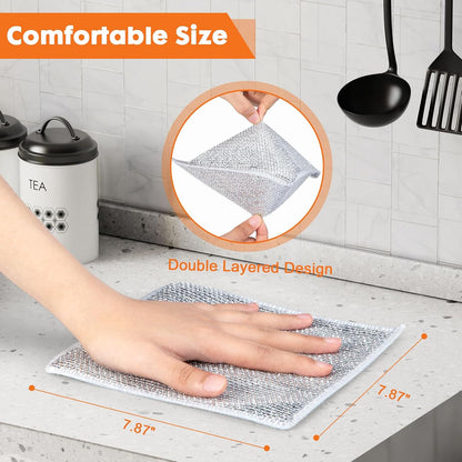 Non Scratch Wire Dishcloth,Double-Layer Wire Dishwashing Rags for Wet and Dry,Wire Miracle Cleaning Towels and Dish Cloths Multipurpose for Washing Dishes,Cookware, Sinks,Stove Tops,Pack of 6
