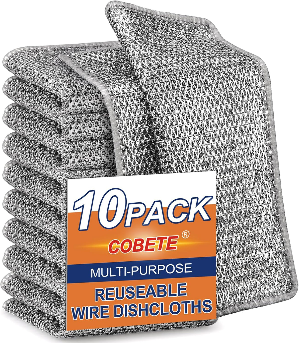 Non Scratch Wire Dishcloth,Double-Layer Wire Dishwashing Rags for Wet and Dry,Wire Miracle Cleaning Towels and Dish Cloths Multipurpose for Washing Dishes,Cookware, Sinks,Stove Tops,Pack of 6
