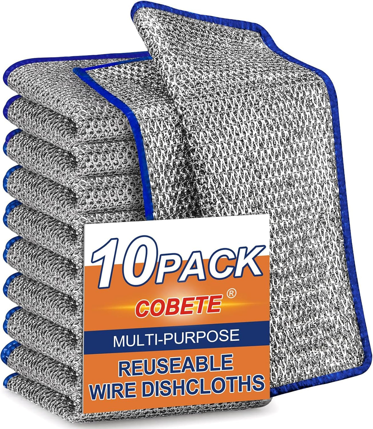 Non Scratch Wire Dishcloth,Double-Layer Wire Dishwashing Rags for Wet and Dry,Wire Miracle Cleaning Towels and Dish Cloths Multipurpose for Washing Dishes,Cookware, Sinks,Stove Tops,Pack of 6