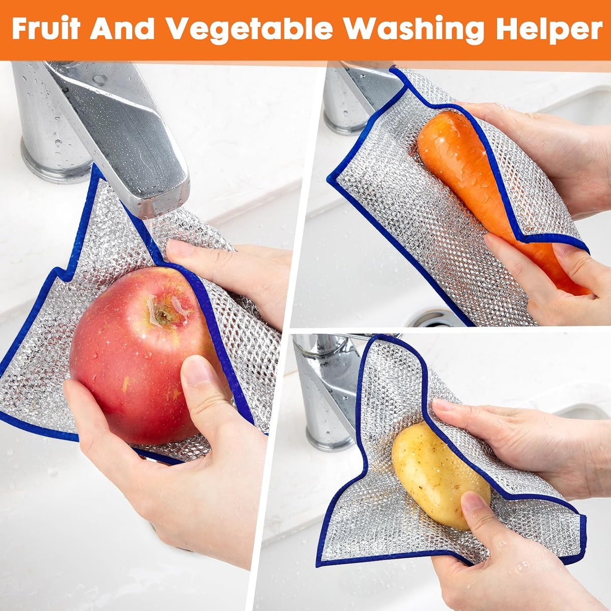 Non Scratch Wire Dishcloth,Double-Layer Wire Dishwashing Rags for Wet and Dry,Wire Miracle Cleaning Towels and Dish Cloths Multipurpose for Washing Dishes,Cookware, Sinks,Stove Tops,Pack of 6