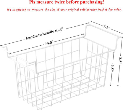 Chest Freezer Baskets 17.5 Inch, Chest Freezer Organizer Bins Metal Wire Storage Baskets with Hanging Handles for Deep Freezer, Set of 2