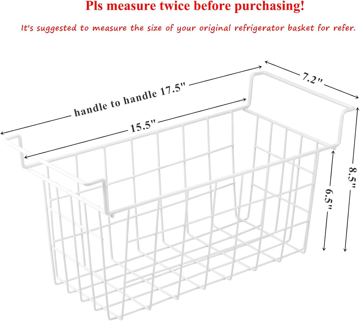 Chest Freezer Baskets 17.5 Inch, Chest Freezer Organizer Bins Metal Wire Storage Baskets with Hanging Handles for Deep Freezer, Set of 2