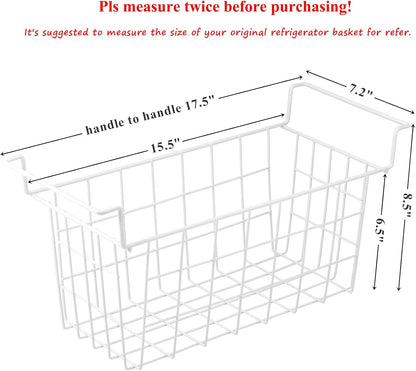 Chest Freezer Baskets 17.5 Inch, Chest Freezer Organizer Bins Metal Wire Storage Baskets with Hanging Handles for Deep Freezer, Set of 2