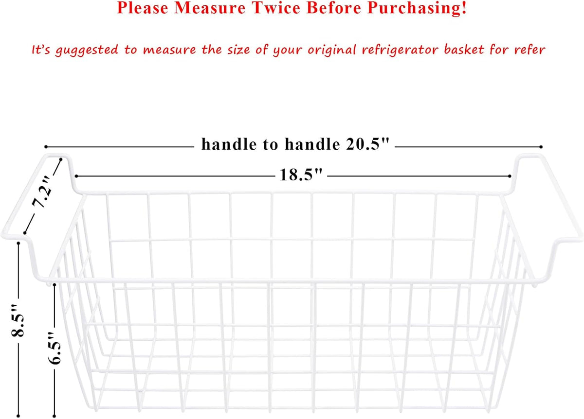 Chest Freezer Baskets 17.5 Inch, Chest Freezer Organizer Bins Metal Wire Storage Baskets with Hanging Handles for Deep Freezer, Set of 2