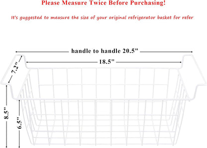 Chest Freezer Baskets 17.5 Inch, Chest Freezer Organizer Bins Metal Wire Storage Baskets with Hanging Handles for Deep Freezer, Set of 2