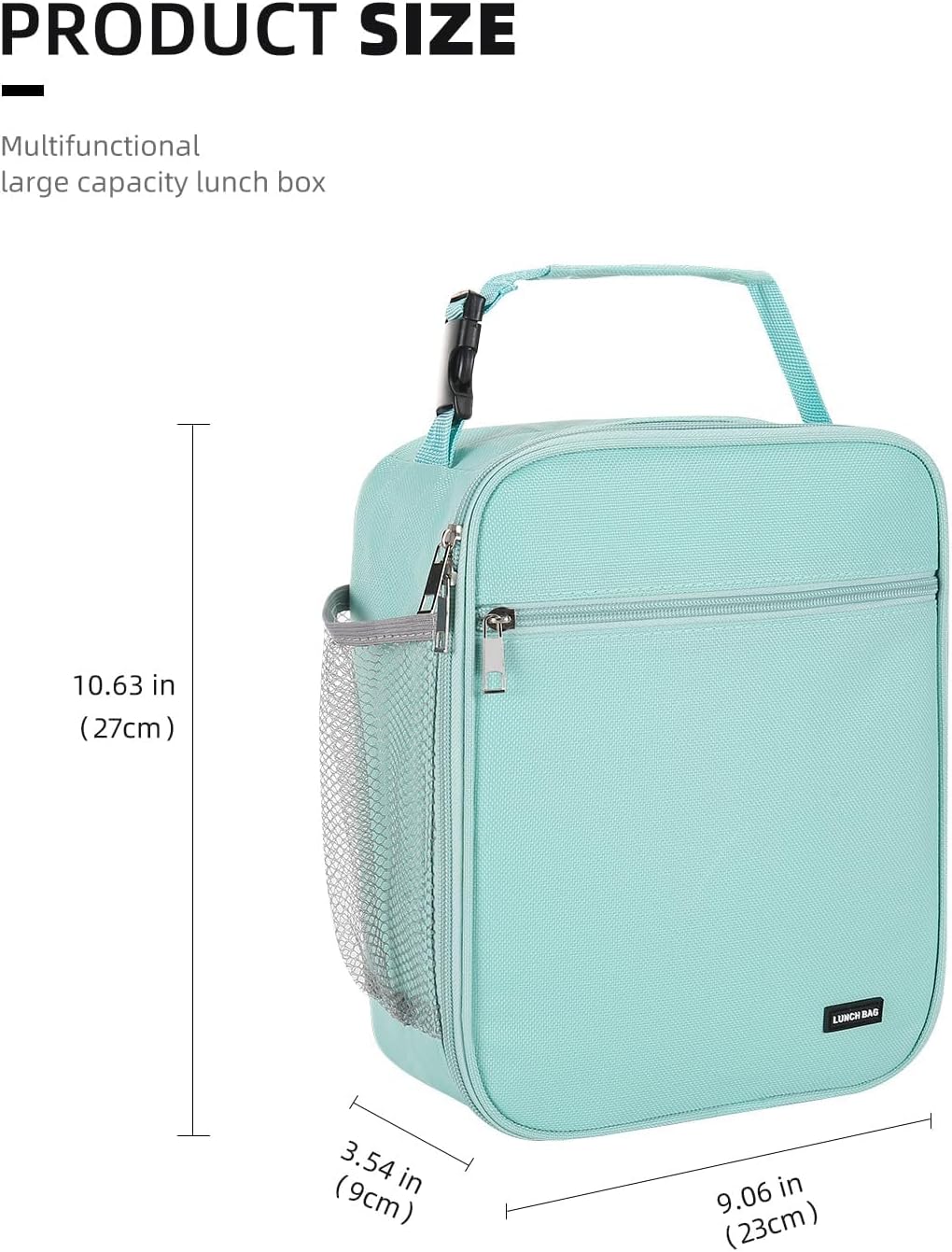 Lunch box Lunch bag for men women Insulated Lunchbox Lunch bags for Work Picnic Travel (Black)