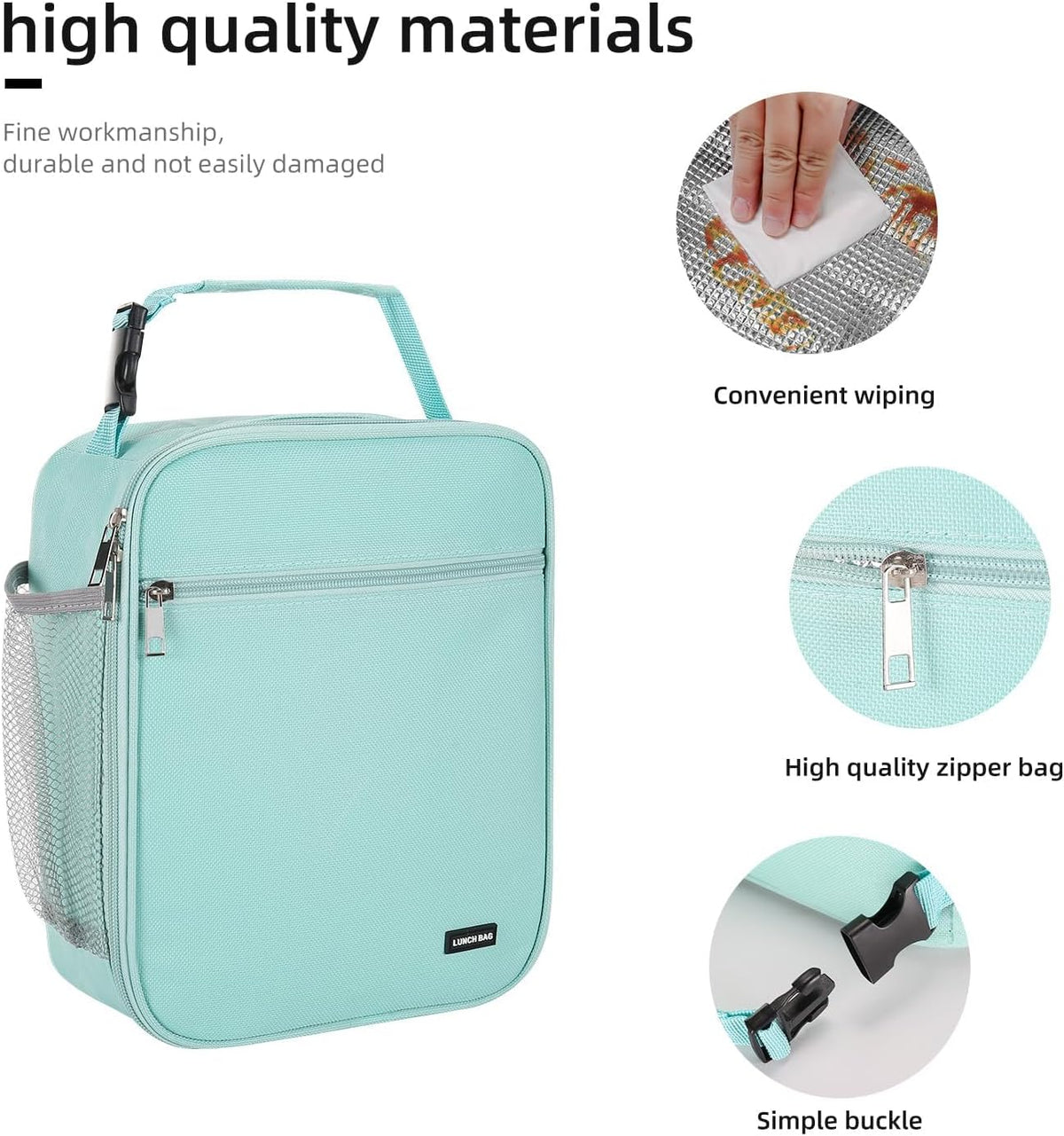 Lunch box Lunch bag for men women Insulated Lunchbox Lunch bags for Work Picnic Travel (Black)