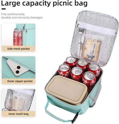 Lunch box Lunch bag for men women Insulated Lunchbox Lunch bags for Work Picnic Travel (Black)