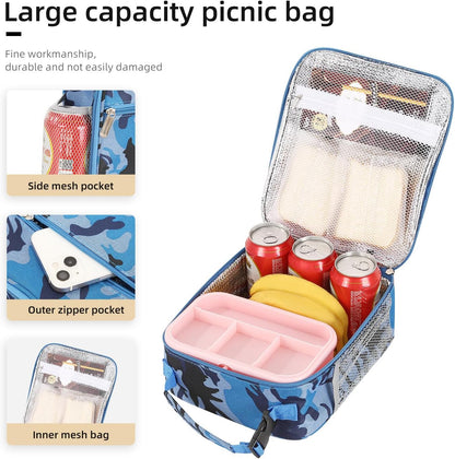 Lunch box Lunch bag for men women Insulated Lunchbox Lunch bags for Work Picnic Travel (Black)
