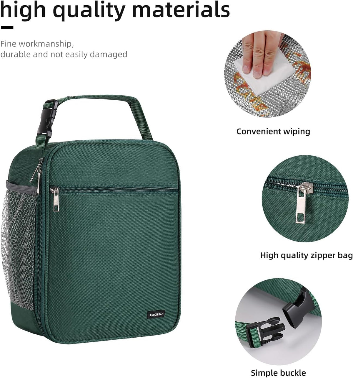 Lunch box Lunch bag for men women Insulated Lunchbox Lunch bags for Work Picnic Travel (Black)