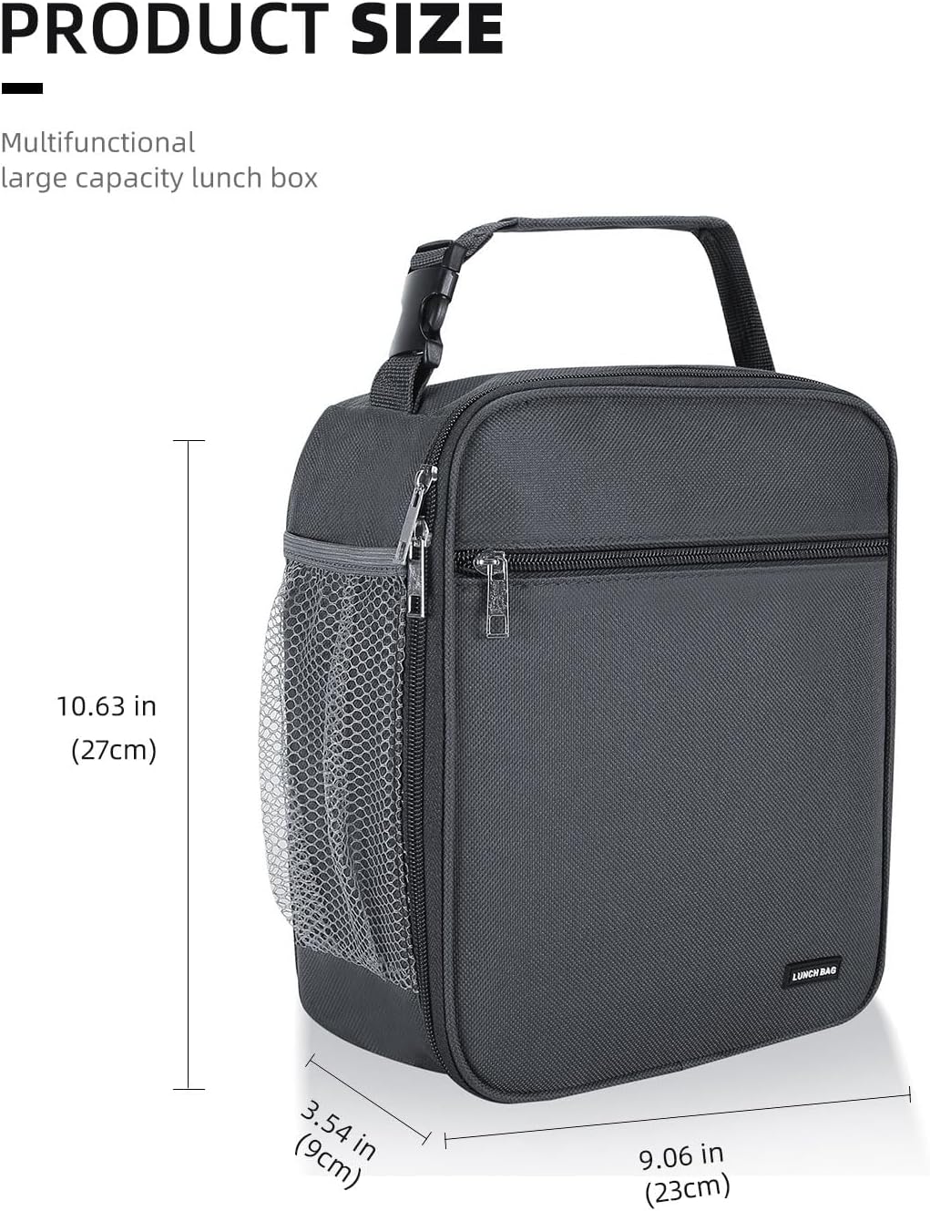Lunch box Lunch bag for men women Insulated Lunchbox Lunch bags for Work Picnic Travel (Black)