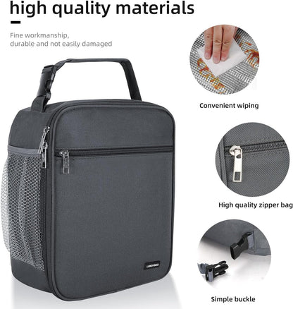 Lunch box Lunch bag for men women Insulated Lunchbox Lunch bags for Work Picnic Travel (Black)