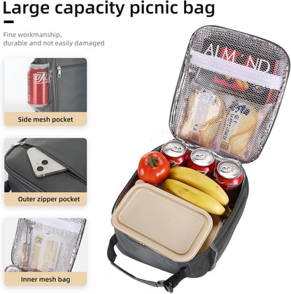 Lunch box Lunch bag for men women Insulated Lunchbox Lunch bags for Work Picnic Travel (Black)