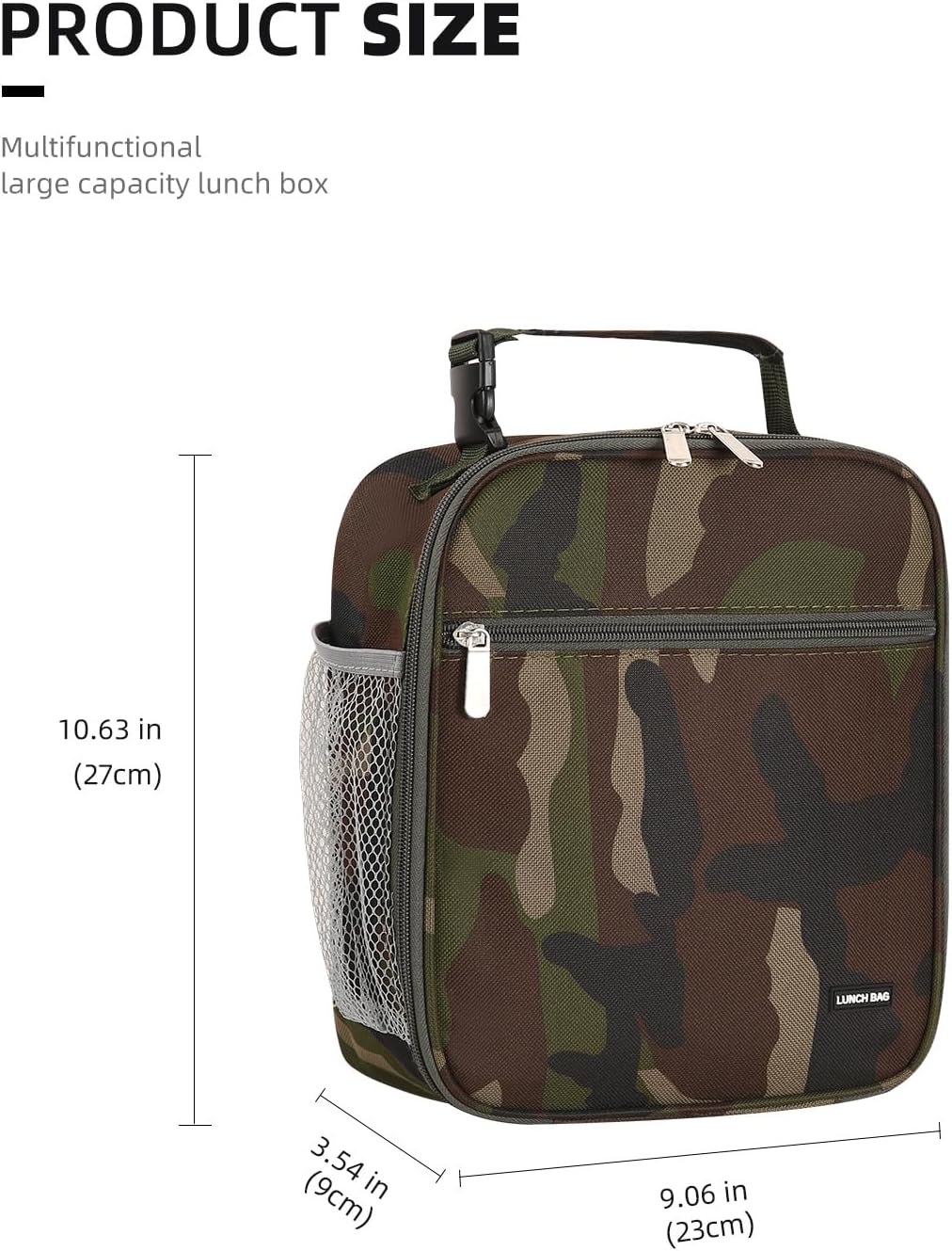 Lunch box Lunch bag for men women Insulated Lunchbox Lunch bags for Work Picnic Travel (Black)