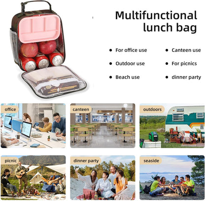 Lunch box Lunch bag for men women Insulated Lunchbox Lunch bags for Work Picnic Travel (Black)