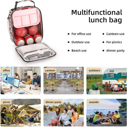 Lunch box Lunch bag for men women Insulated Lunchbox Lunch bags for Work Picnic Travel (Black)
