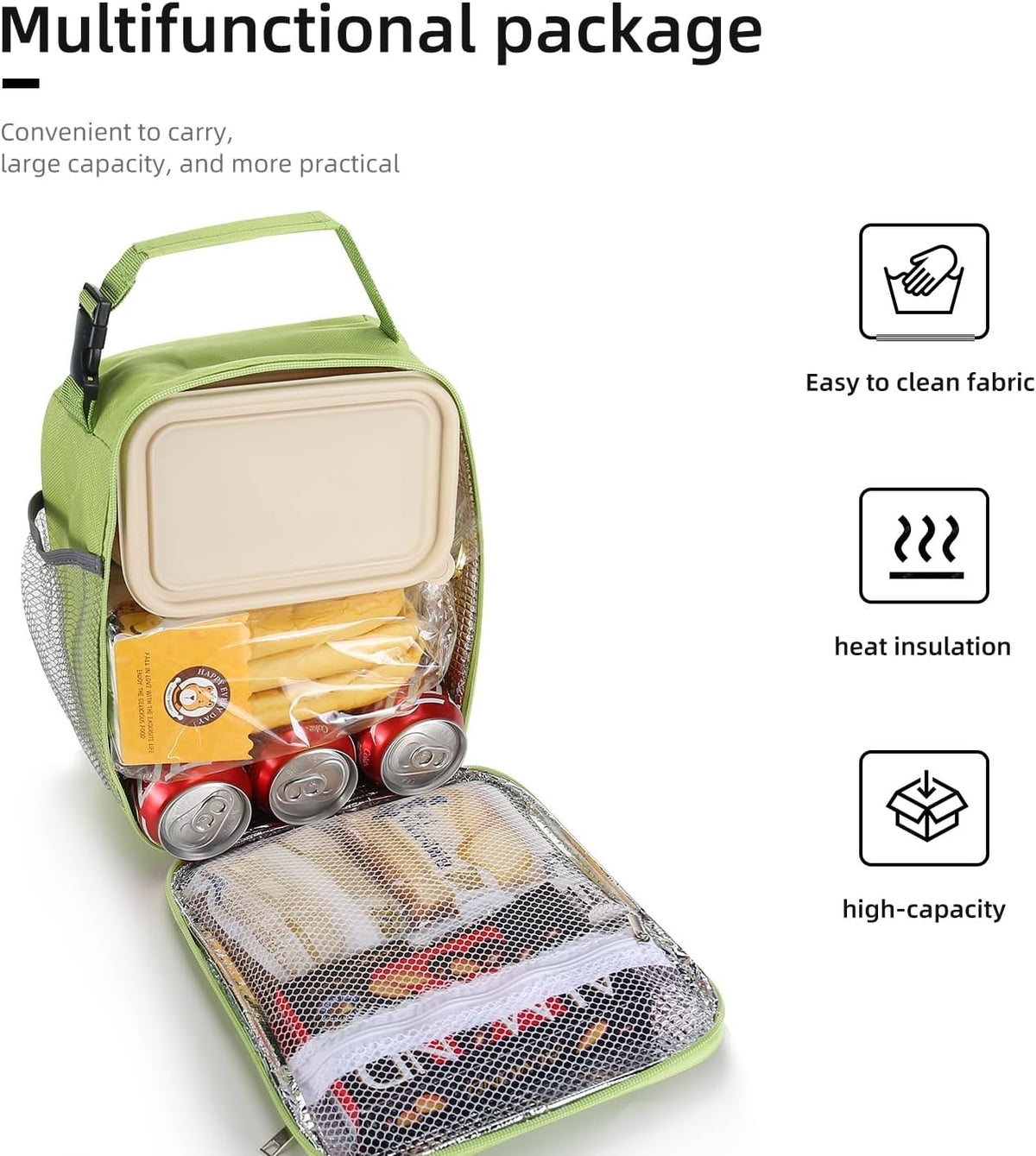 Lunch box Lunch bag for men women Insulated Lunchbox Lunch bags for Work Picnic Travel (Black)