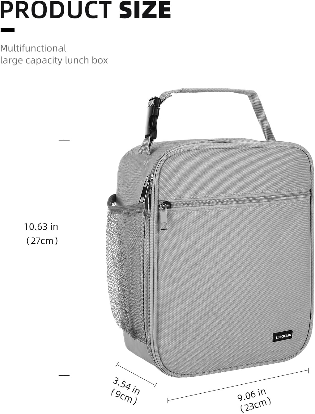 Lunch box Lunch bag for men women Insulated Lunchbox Lunch bags for Work Picnic Travel (Black)