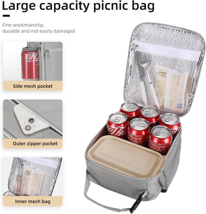 Lunch box Lunch bag for men women Insulated Lunchbox Lunch bags for Work Picnic Travel (Black)