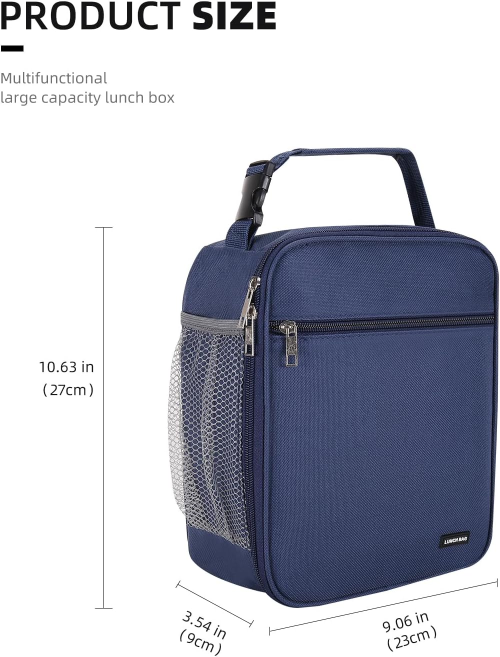 Lunch box Lunch bag for men women Insulated Lunchbox Lunch bags for Work Picnic Travel (Black)