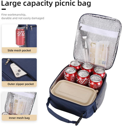 Lunch box Lunch bag for men women Insulated Lunchbox Lunch bags for Work Picnic Travel (Black)