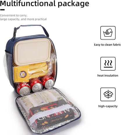 Lunch box Lunch bag for men women Insulated Lunchbox Lunch bags for Work Picnic Travel (Black)