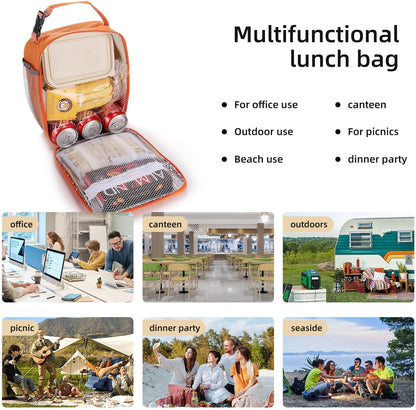 Lunch box Lunch bag for men women Insulated Lunchbox Lunch bags for Work Picnic Travel (Black)