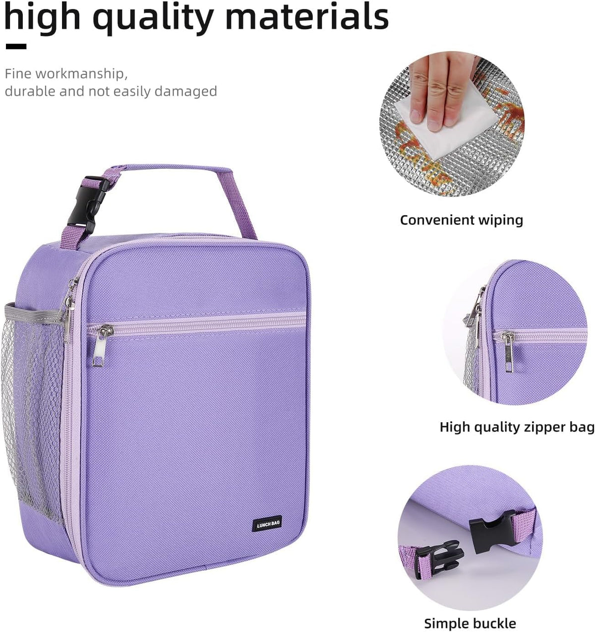 Lunch box Lunch bag for men women Insulated Lunchbox Lunch bags for Work Picnic Travel (Black)