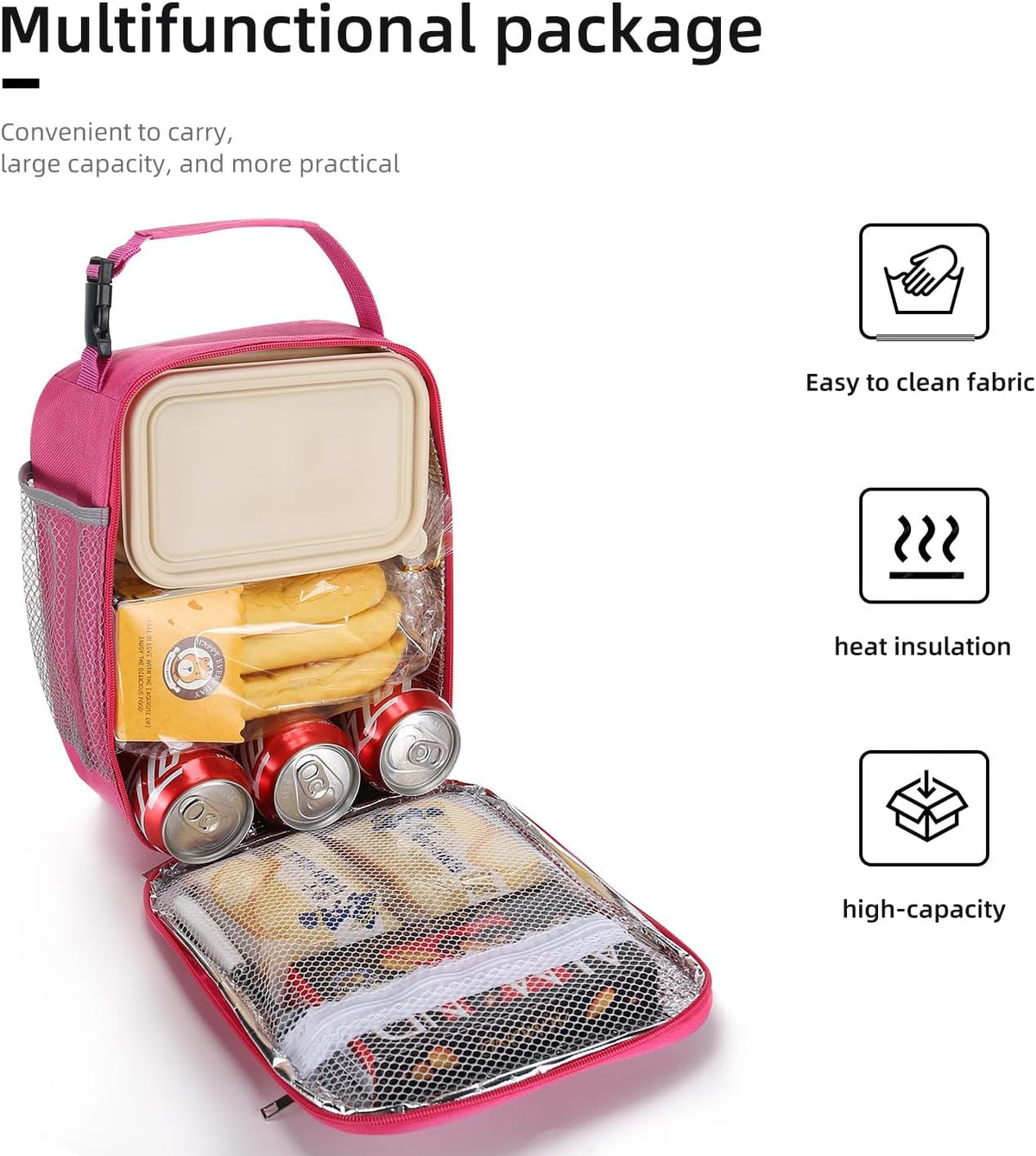 Lunch box Lunch bag for men women Insulated Lunchbox Lunch bags for Work Picnic Travel (Black)