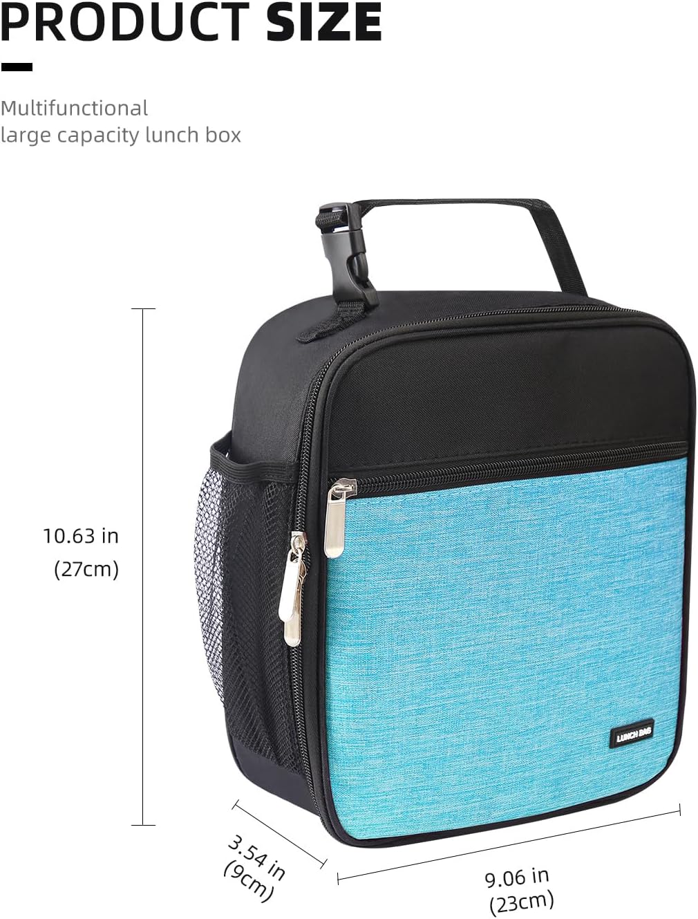 Lunch box Lunch bag for men women Insulated Lunchbox Lunch bags for Work Picnic Travel (Black)