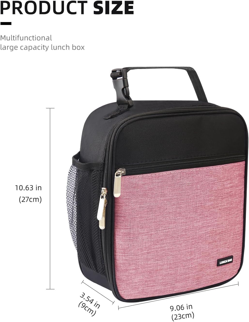 Lunch box Lunch bag for men women Insulated Lunchbox Lunch bags for Work Picnic Travel (Black)