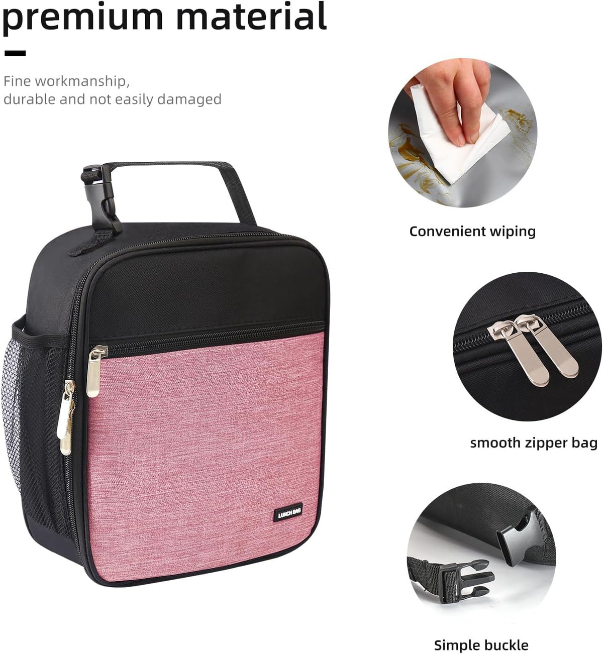 Lunch box Lunch bag for men women Insulated Lunchbox Lunch bags for Work Picnic Travel (Black)