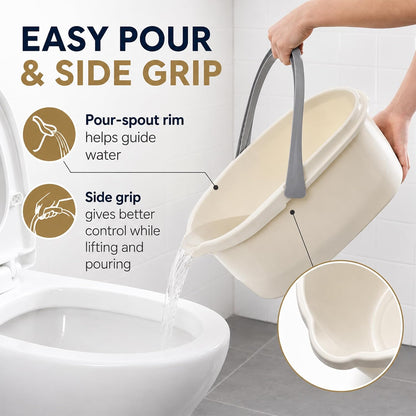 Compact Mop Bucket with Handle, Rectangular Cleaning Bucket and Caddy for Cleaning Supplies, 10L, Grey