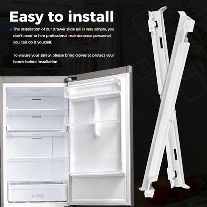 2-Pack 2223320 Track Refrigerator Crisper Drawer Slide Rail Fit for Whirlpool Kenm0re Refrigerator Pan Slide Replace Number 1016208, AH869557, EA869557, PS869557 - a Set of Rails