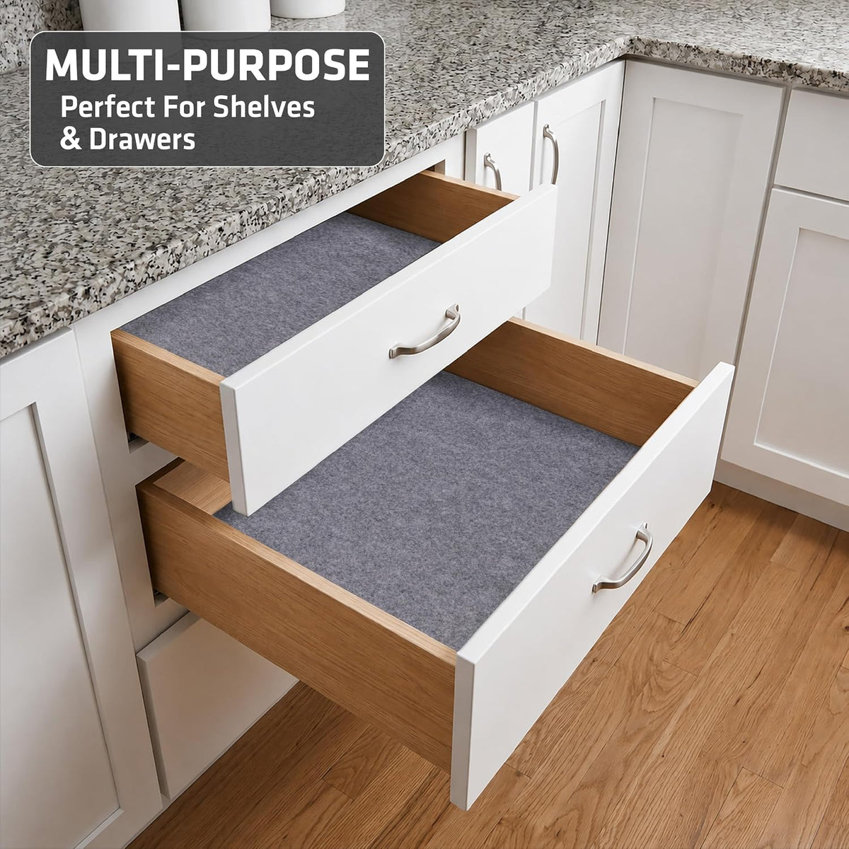 Premium Luxury Shelf & Drawer Liners, 12”x59”, Light Grey