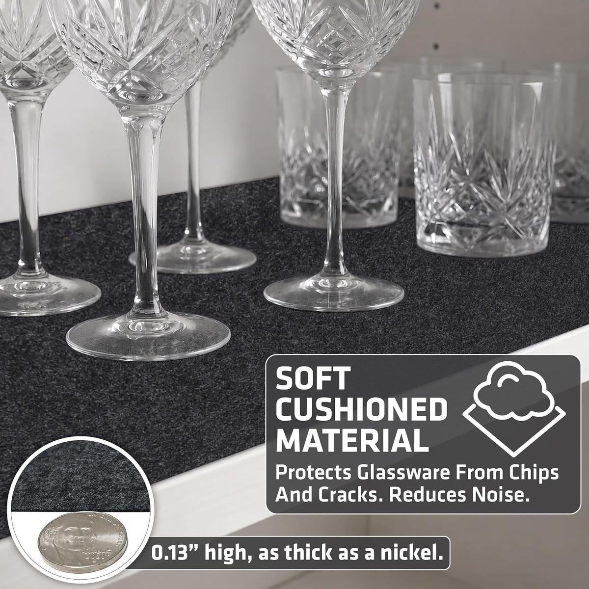 Premium Luxury Shelf & Drawer Liners, 12”x59”, Light Grey