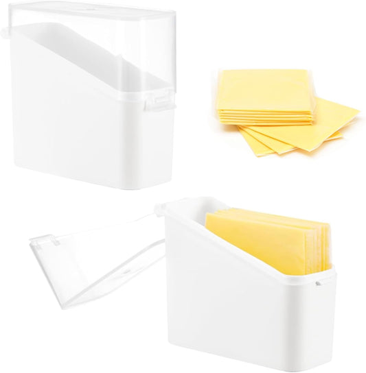 Sliced Cheese Container for Fridge, 2Pcs Clear Airtight Slice Holder Container for Slice Cheese Storage