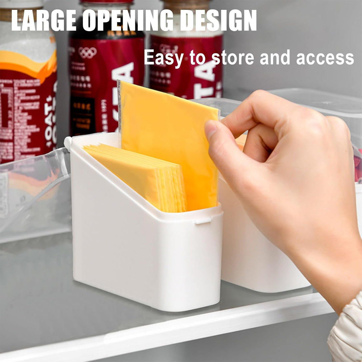 Sliced Cheese Container for Fridge, 2Pcs Clear Airtight Slice Holder Container for Slice Cheese Storage