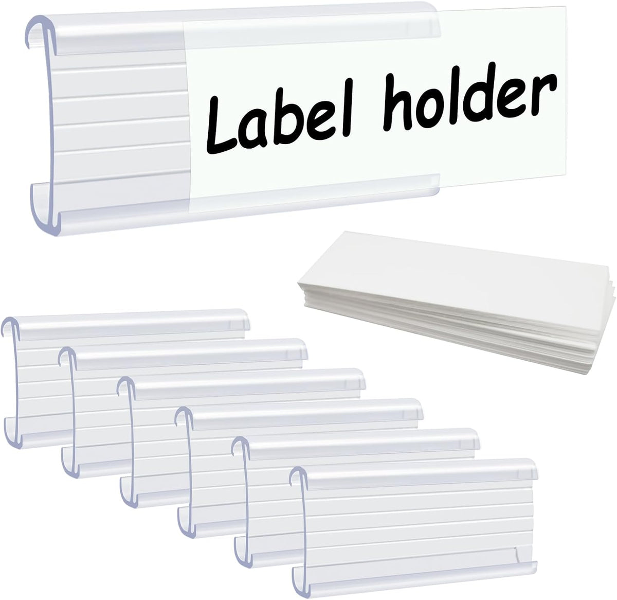 Wire Shelf Label Holders Compatible with Metro 1-1/4in Shelves, ELEMGULY 30 Pack 3in Lx1.4in H Plastic Wire Shelf Label Clips with Label Paper Removable Wire Rack Label Holder Display Clip