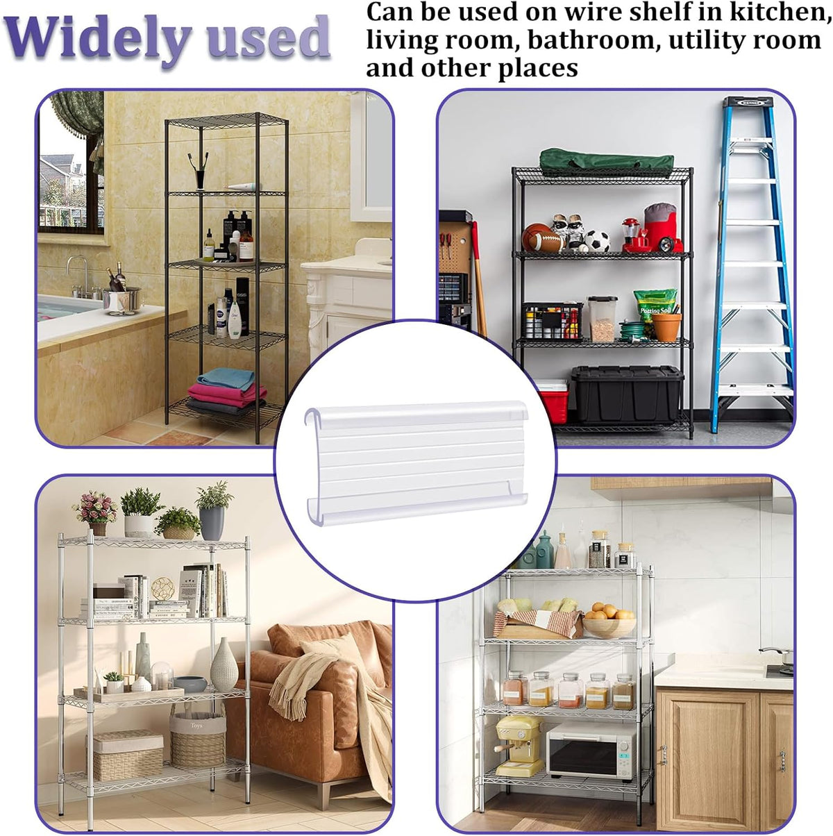 Wire Shelf Label Holders Compatible with Metro 1-1/4in Shelves, ELEMGULY 30 Pack 3in Lx1.4in H Plastic Wire Shelf Label Clips with Label Paper Removable Wire Rack Label Holder Display Clip