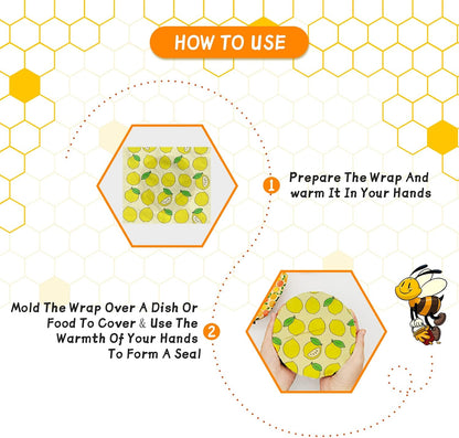 Reusable Beeswax Wrap - 9 Pack Eco-Friendly Beeswax Wraps For Food, Organic, Sustainable, Biodegradable, Zero Waste, Plastic-Free Food Storage, 1L Strawberry, 3M Orange, 5S Lemon Patterns