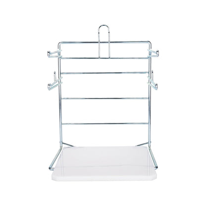 Plastic Grocery Bag Holder - Durable Chrome Stand for Easy Storage - Fits 11½”W x 6”D x 21”H Bags - Compact Unit, 12" W x 12" L x 16" H