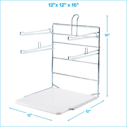 Plastic Grocery Bag Holder - Durable Chrome Stand for Easy Storage - Fits 11½”W x 6”D x 21”H Bags - Compact Unit, 12" W x 12" L x 16" H