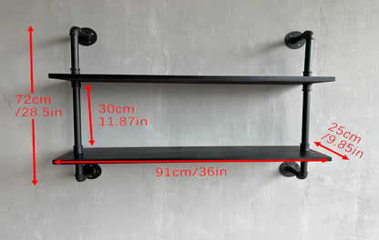 HDDFER Industrial Pipe Floating Shelves, 48 Inch Rustic Wood Wall Shelf